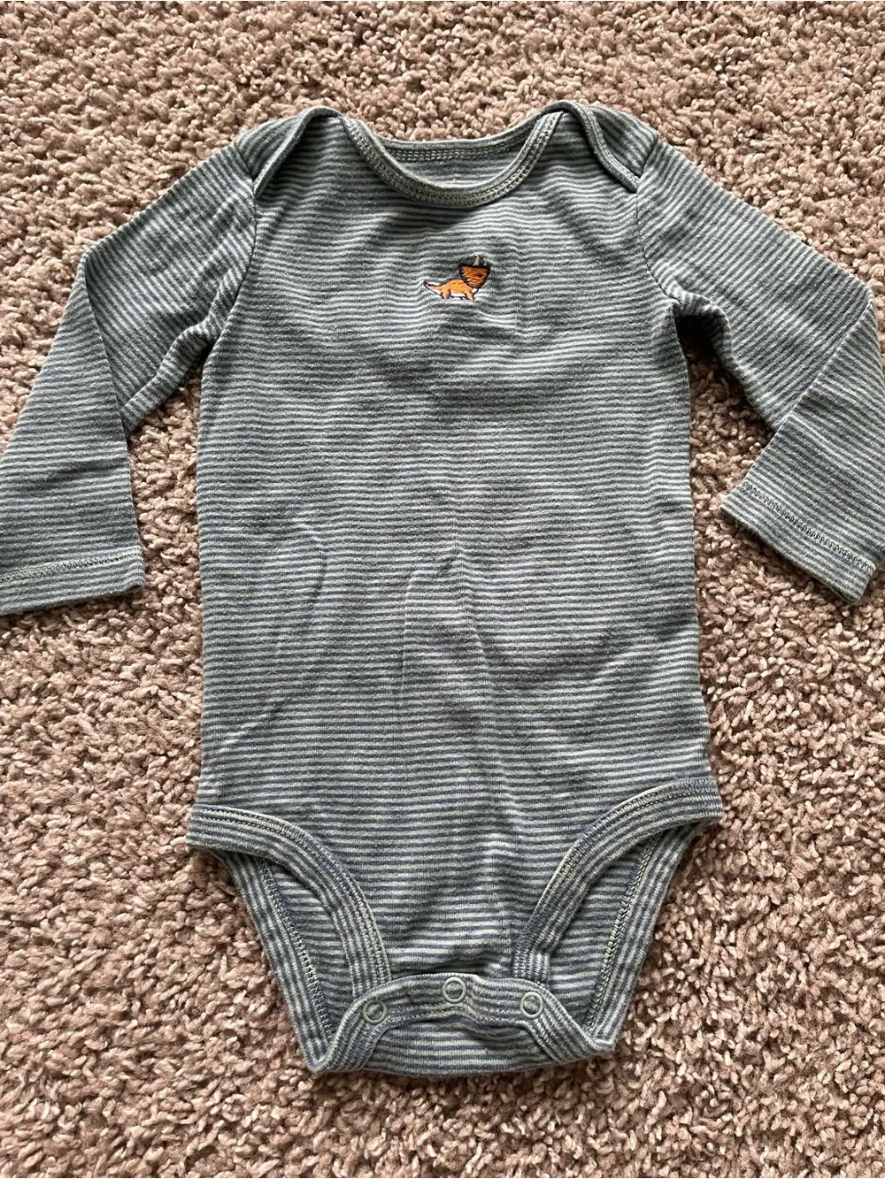 Carter's Blue Stripe One-Piece with Sage Dinosaur Pants Set